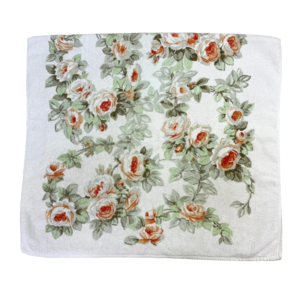 Martex Floral Bath Towel Fringe MCM JC Penneys Cotton Blend 44Lx25W‎ USA-Made